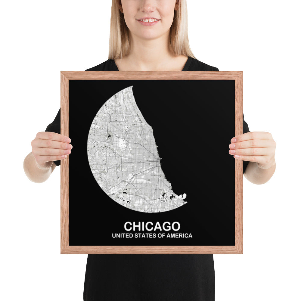 Chicago Circular White Framed Map