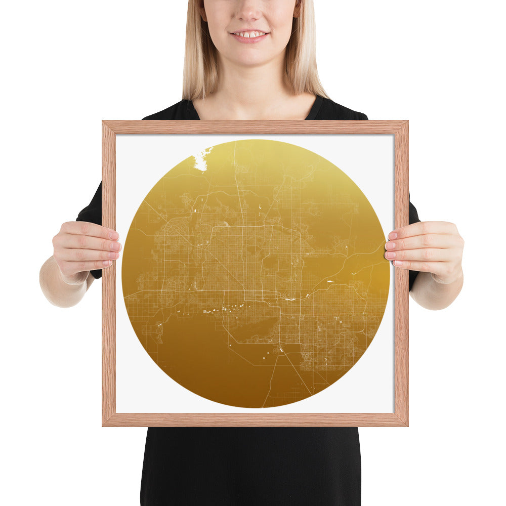 Phoenix Gold on White Framed Map