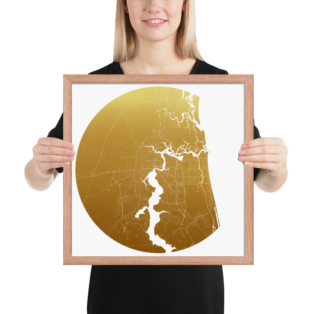 Jacksonville Gold on White Framed Map