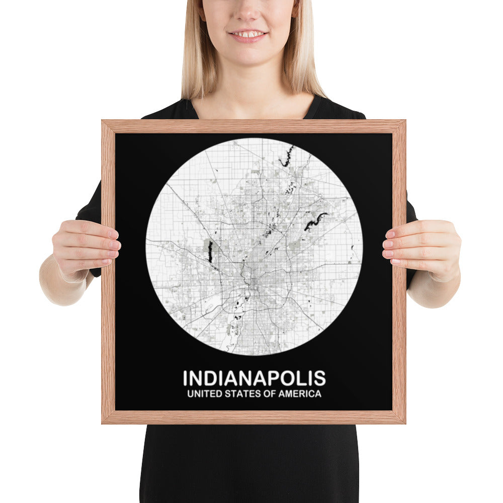 Indianapolis Circular White Framed Map