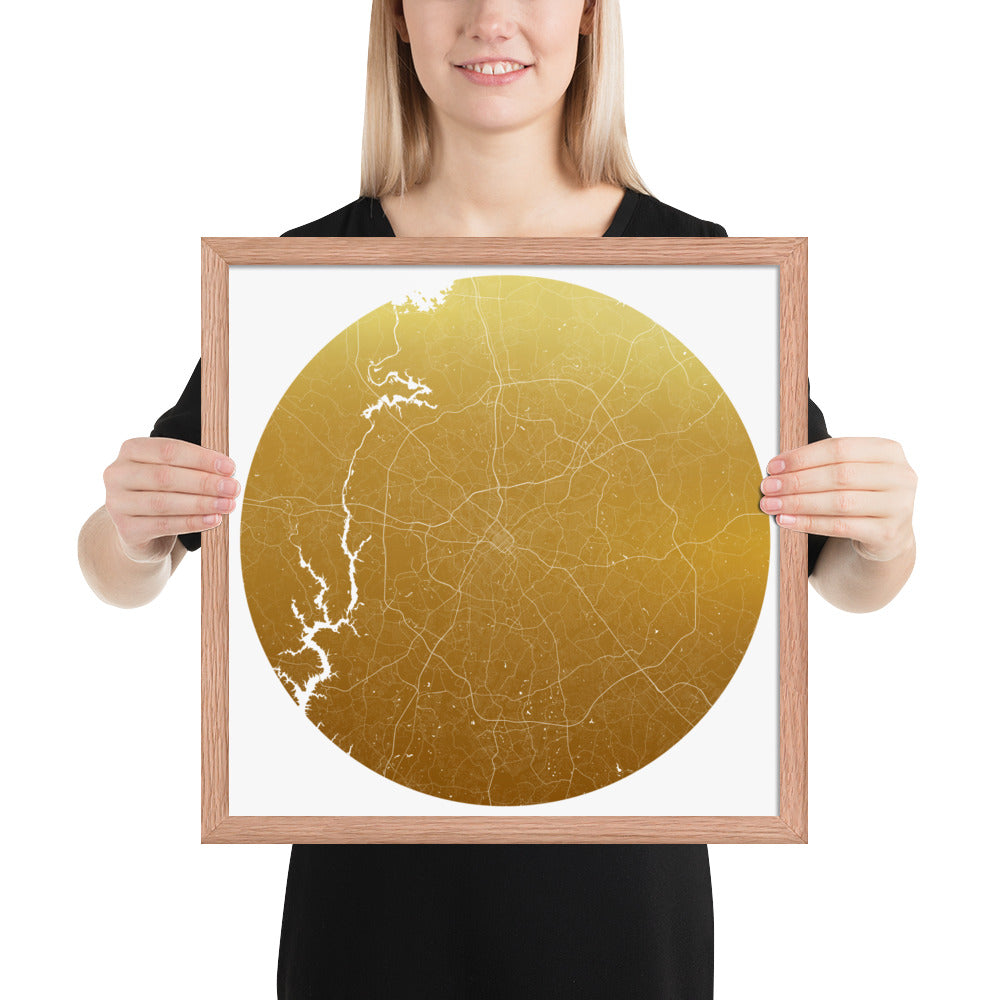 Charlotte Gold on White Framed Map