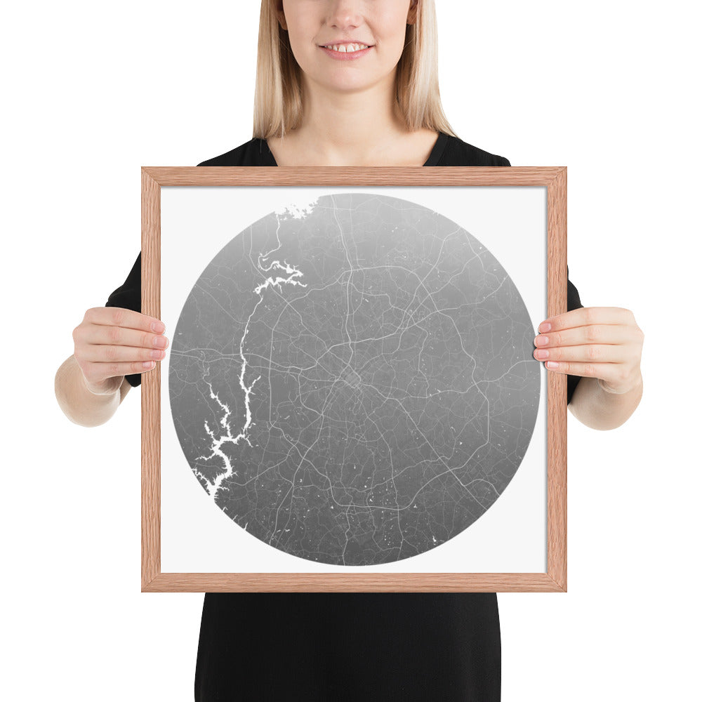 Charlotte Silver on White Framed Map