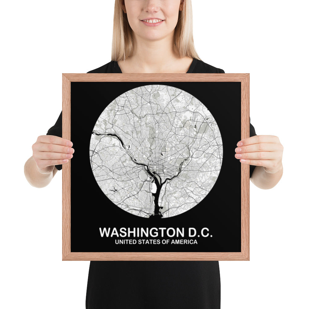 Washington, D.C. Circular White Framed Map