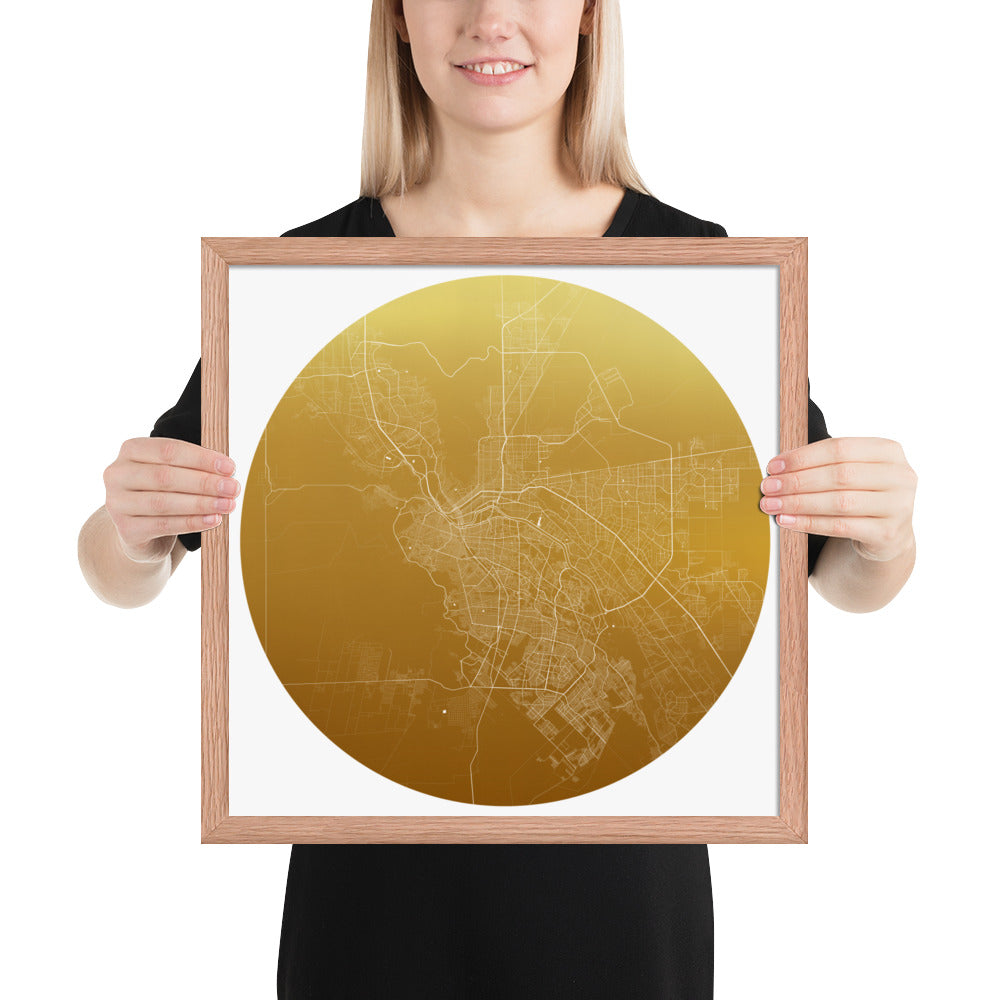 El Paso Gold on White Framed Map