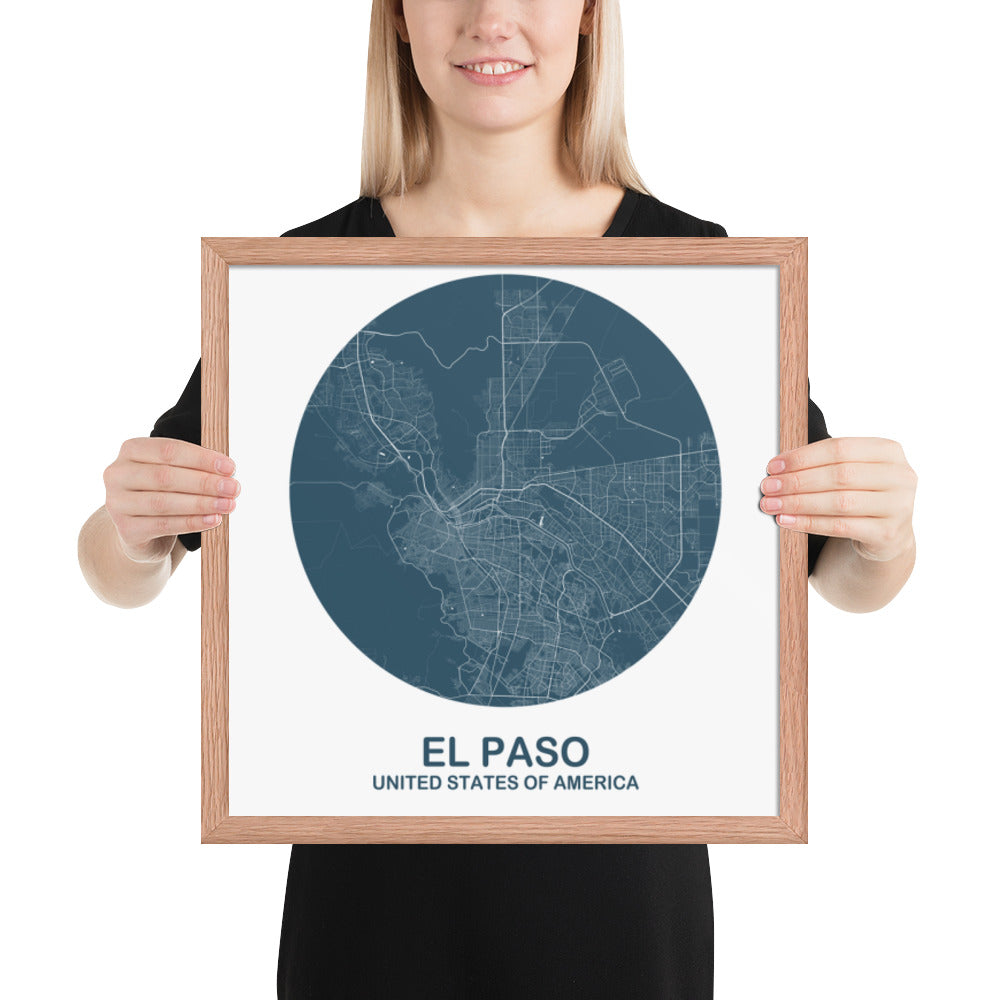 El Paso Circular Blue Framed Map