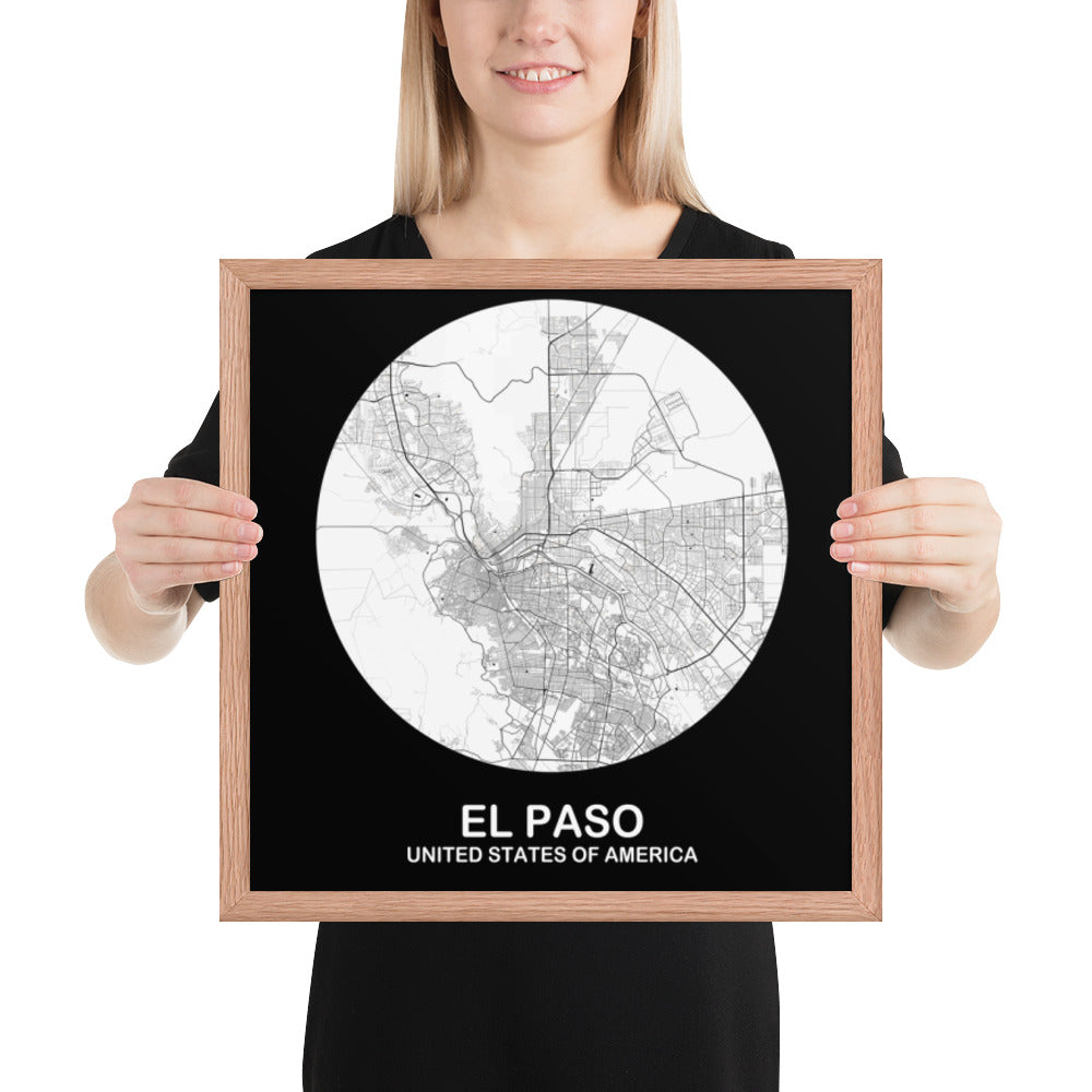 El Paso Circular White Framed Map