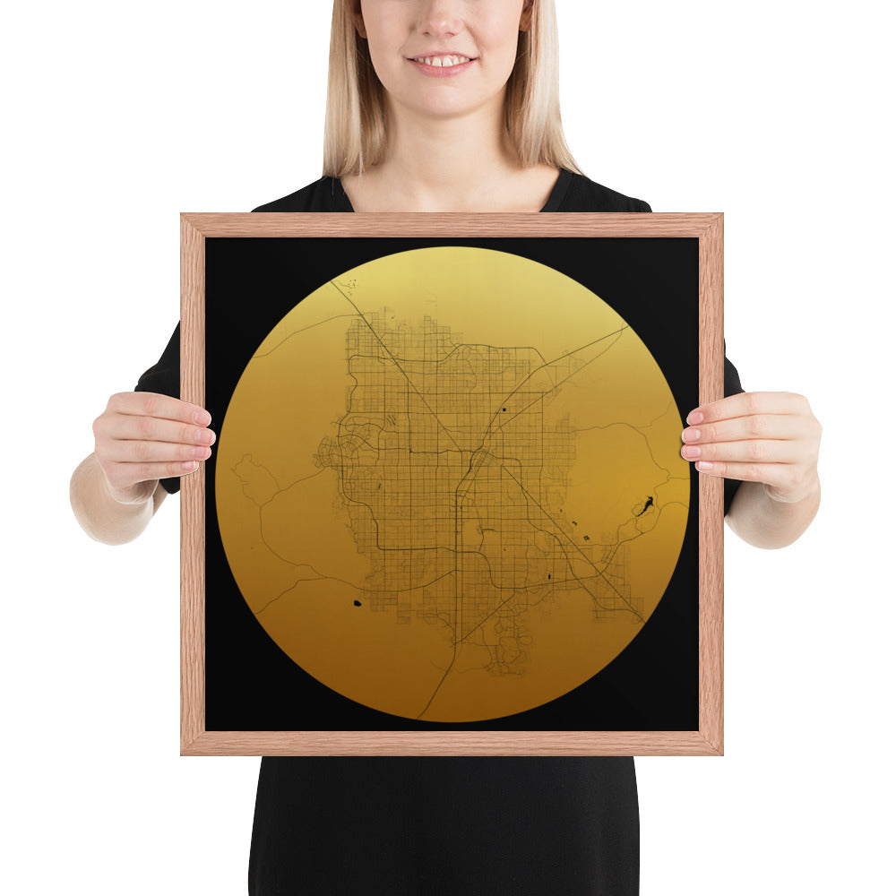 Las Vegas Gold on Black Framed Map