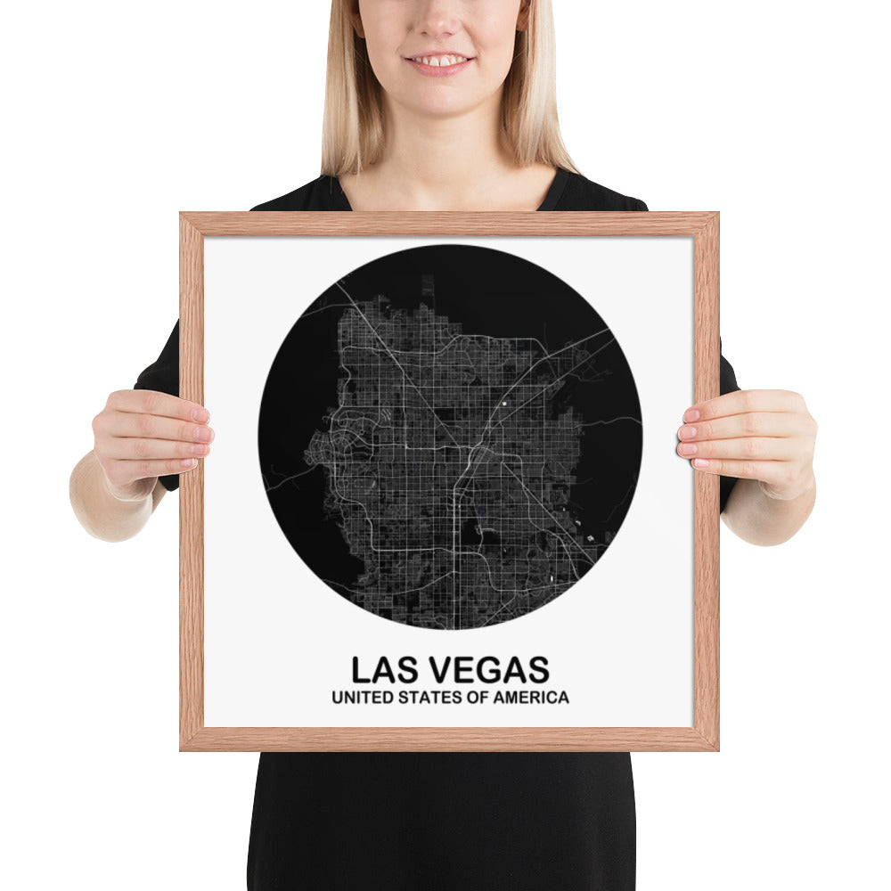 Las Vegas Circular Black Framed Map