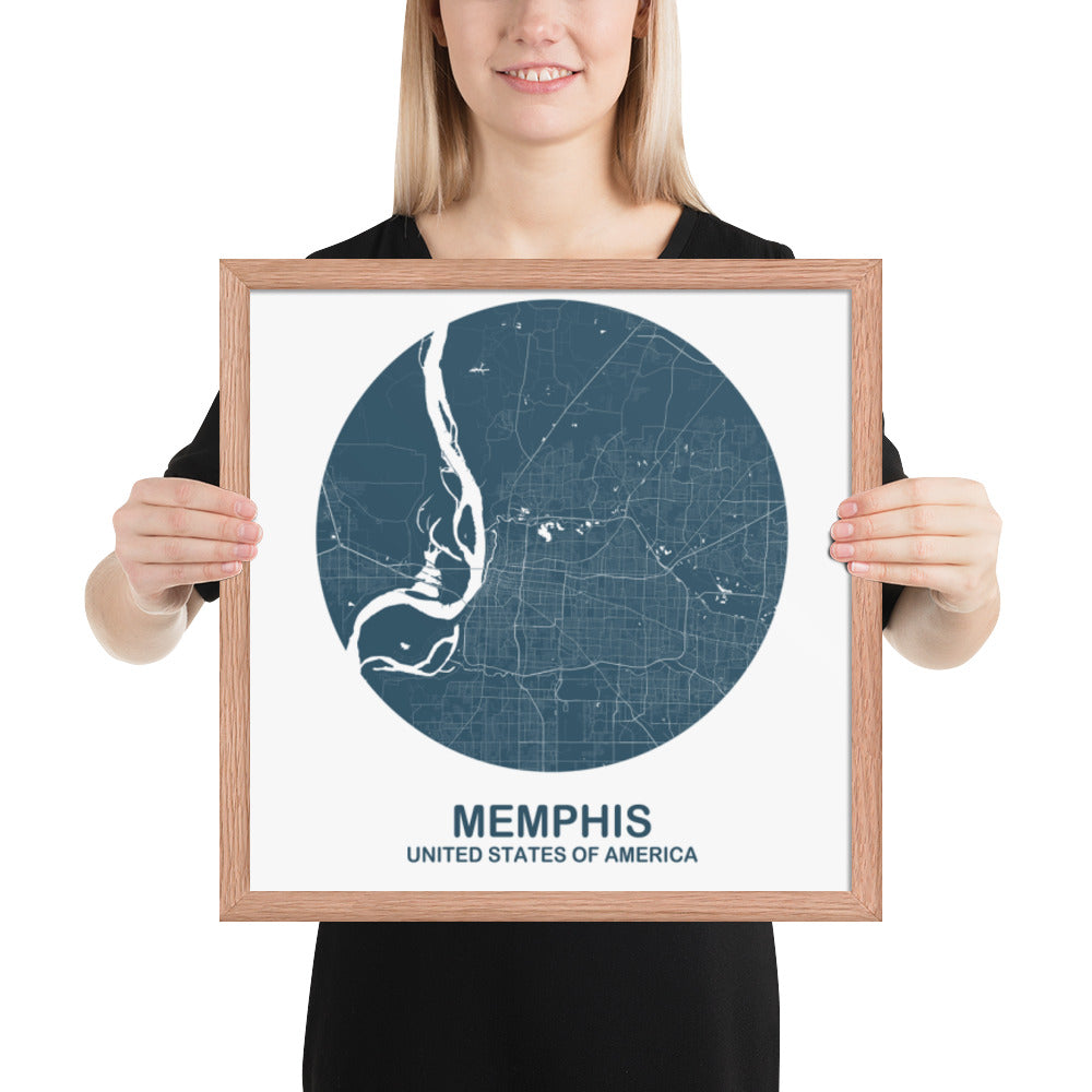 Memphis Circular Blue Framed Map