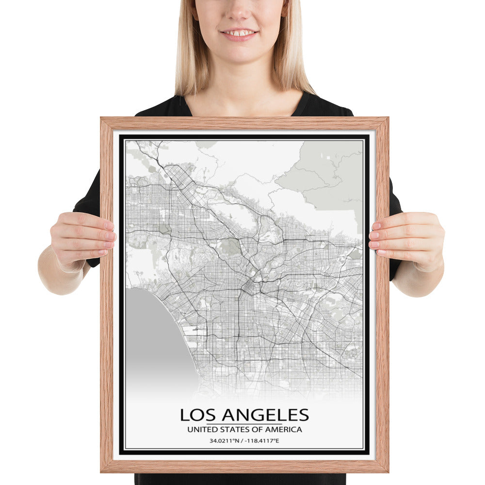 Los Angeles White Framed Map