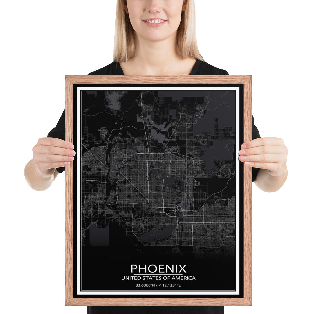 Phoenix Black Framed Map