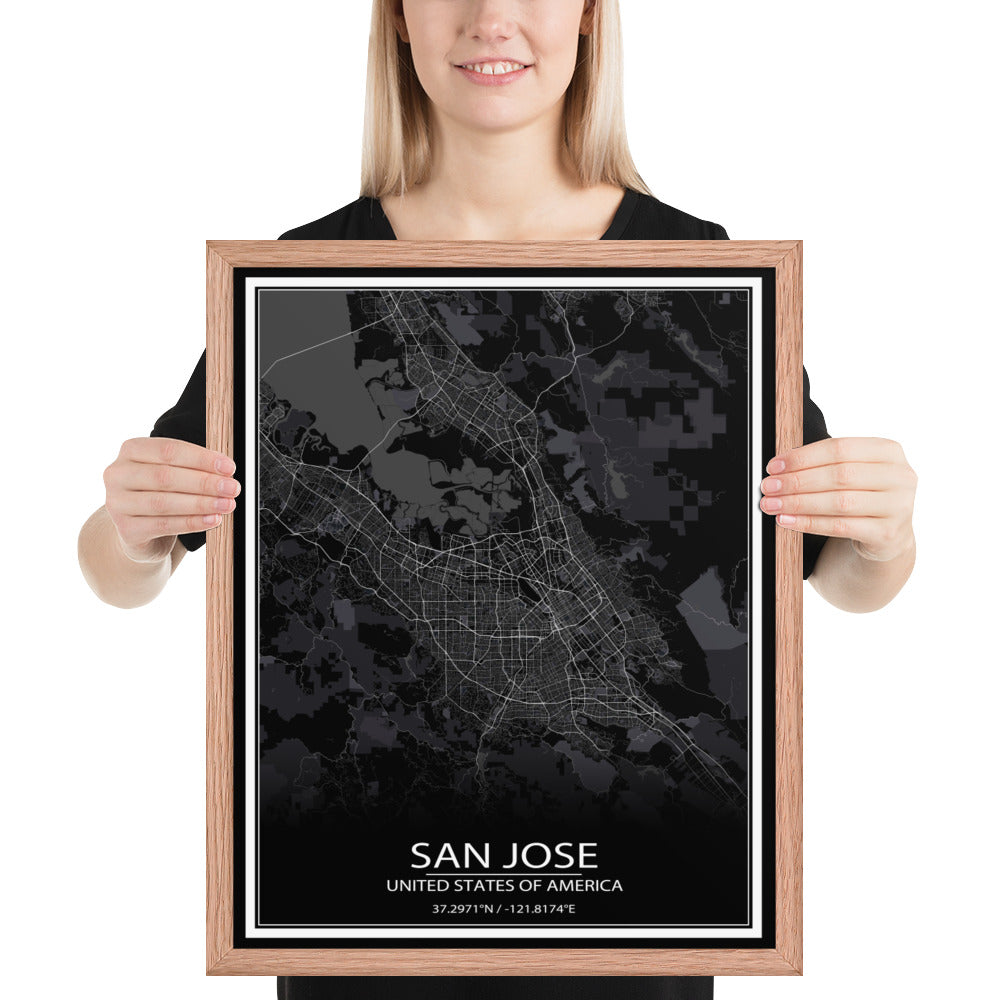 San Jose Black Framed Map