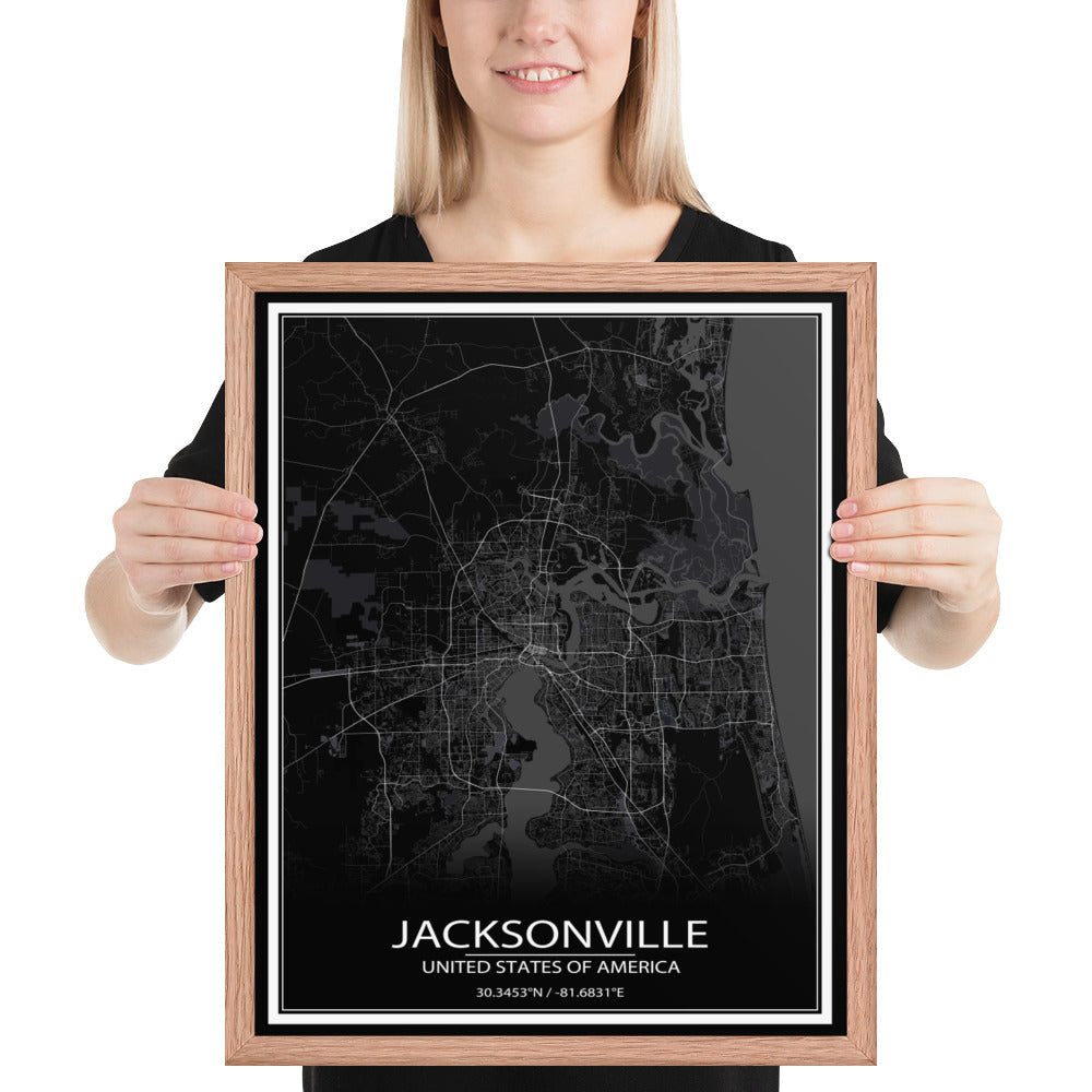 Jacksonville Black Framed Map