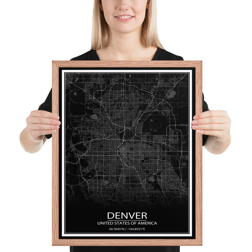 Denver Black Framed Map