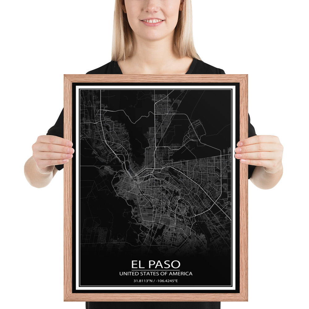 El Paso Black Framed Map