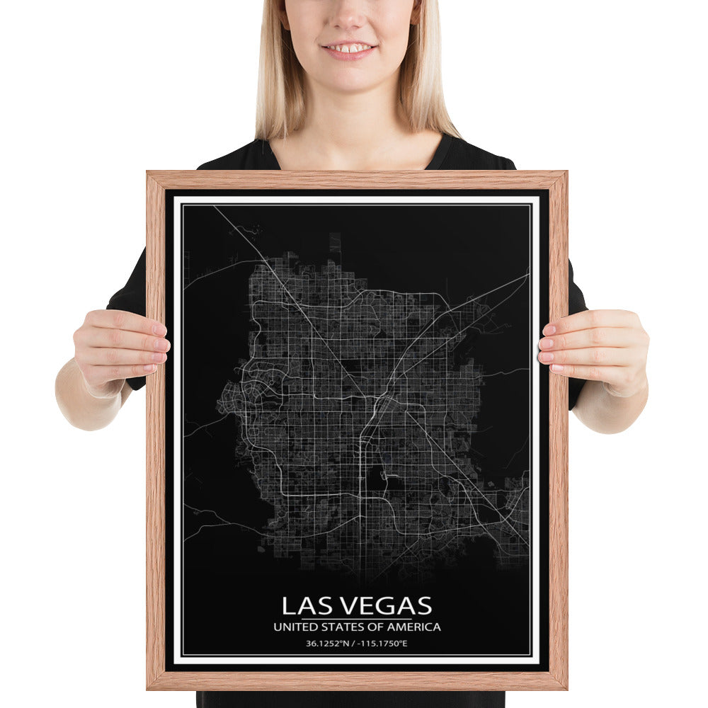 Las Vegas Black Framed Map