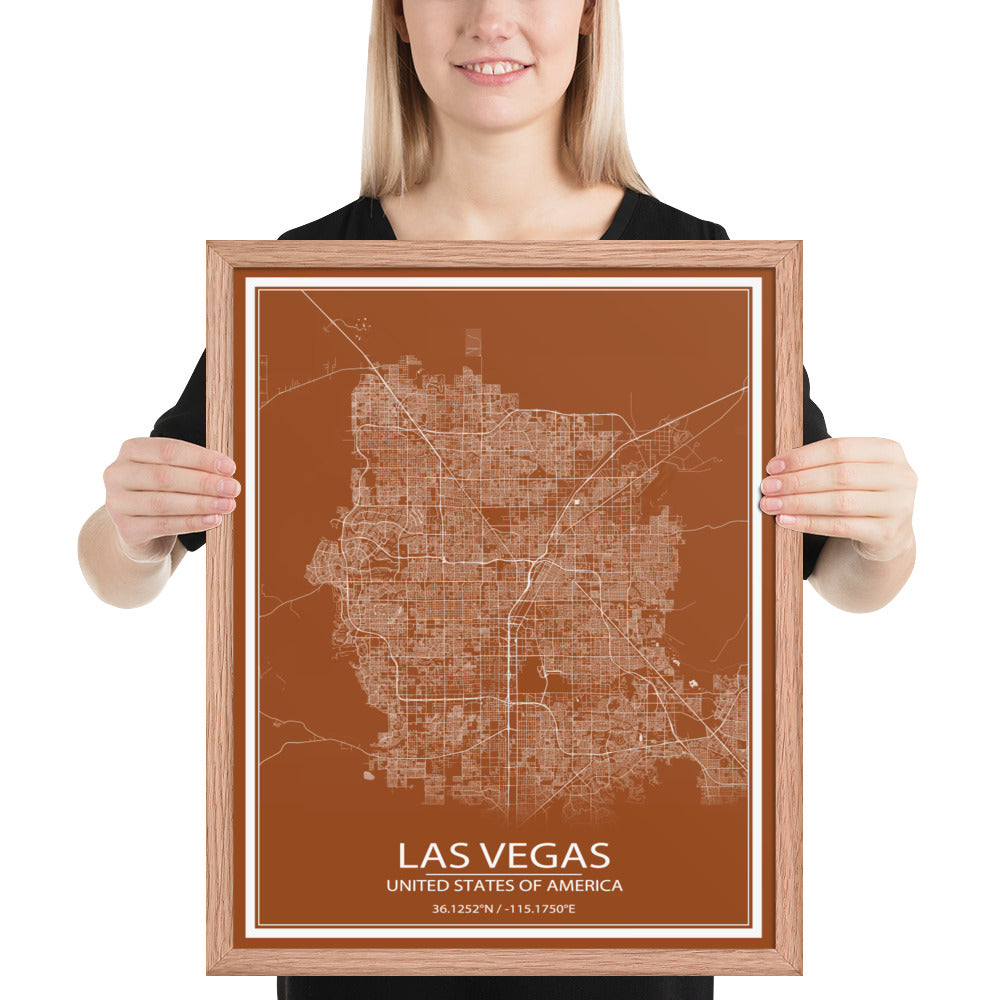 Las Vegas Brown and White Framed Map