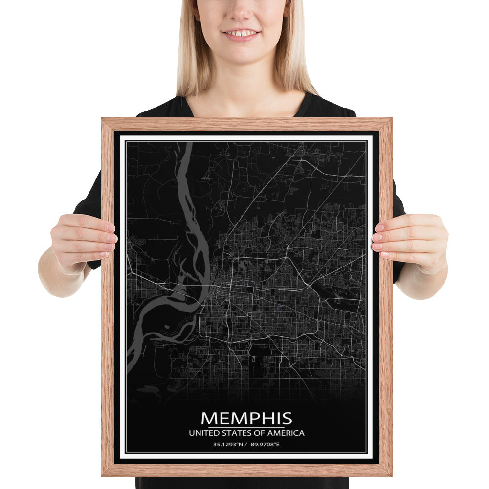 Memphis Black Framed Map