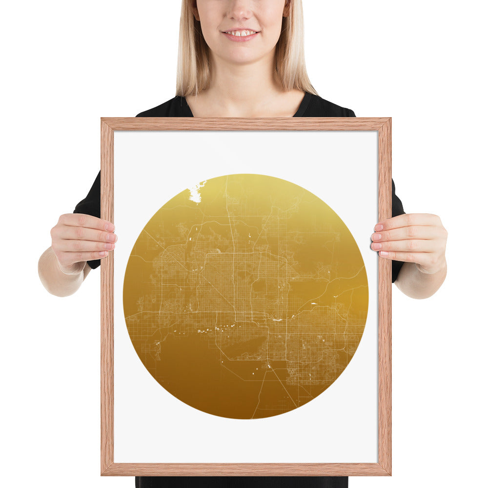 Phoenix Gold on White Framed Map