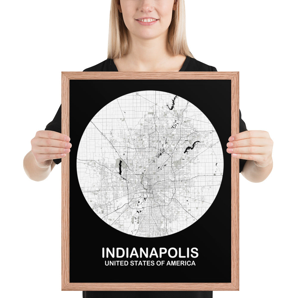 Indianapolis Circular White Framed Map