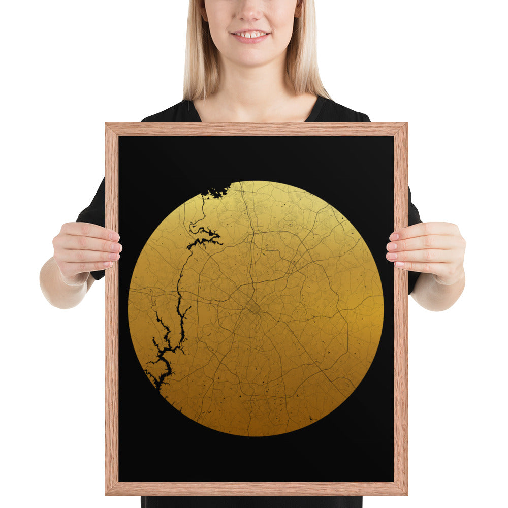 Charlotte Gold on Black Framed Map