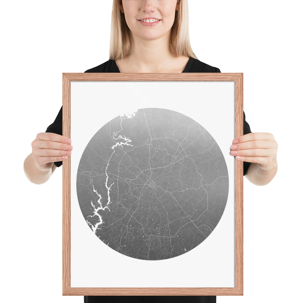 Charlotte Silver on White Framed Map