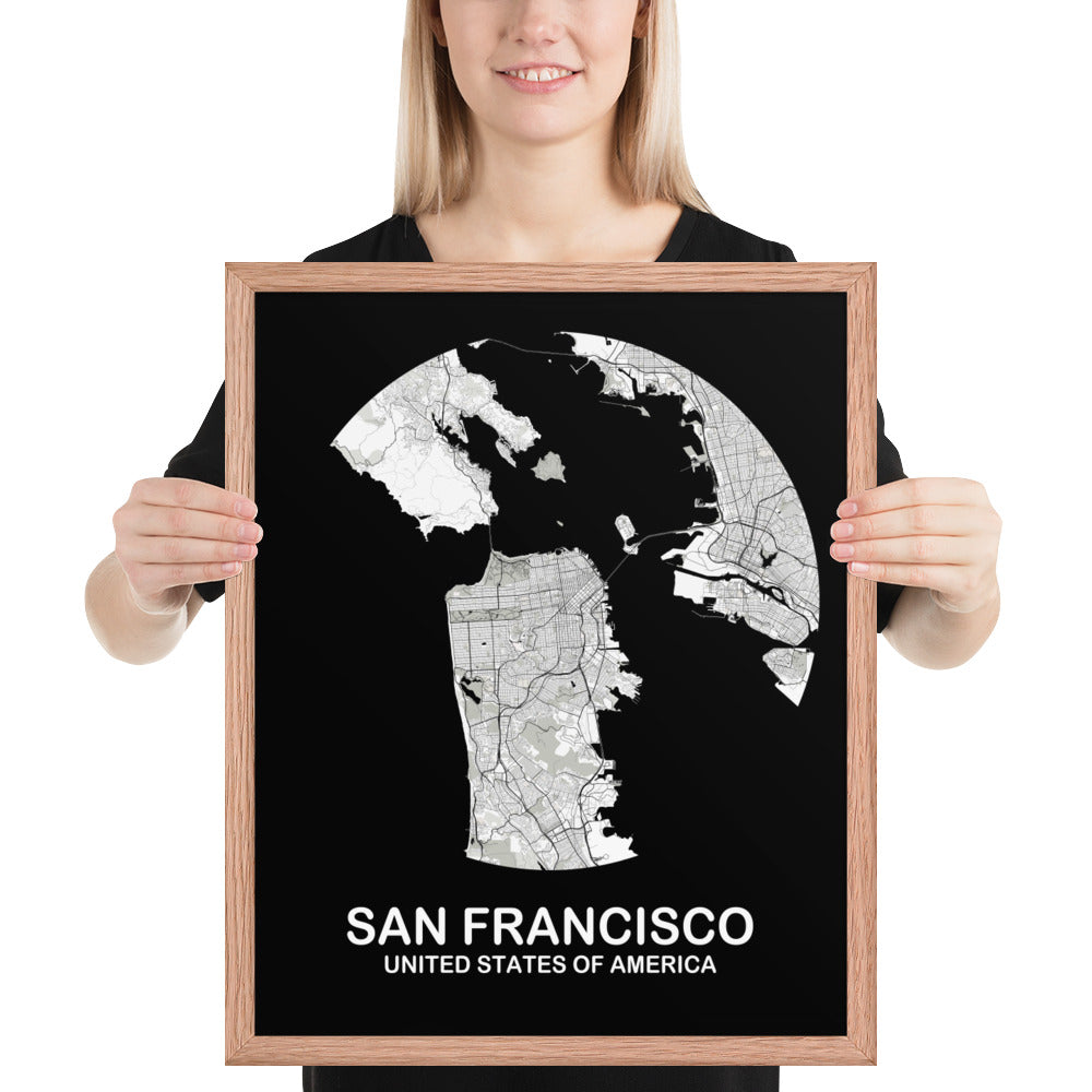 San Francisco Circular White Framed Map