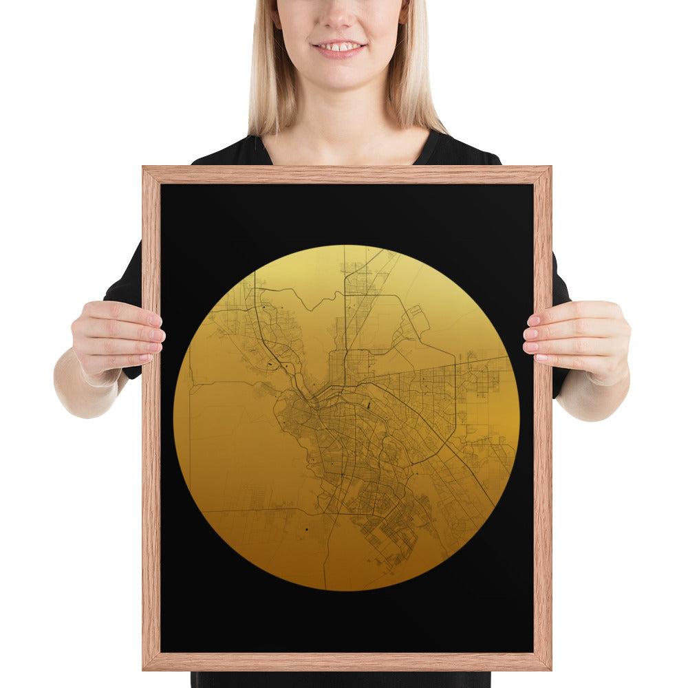 El Paso Gold on Black Framed Map