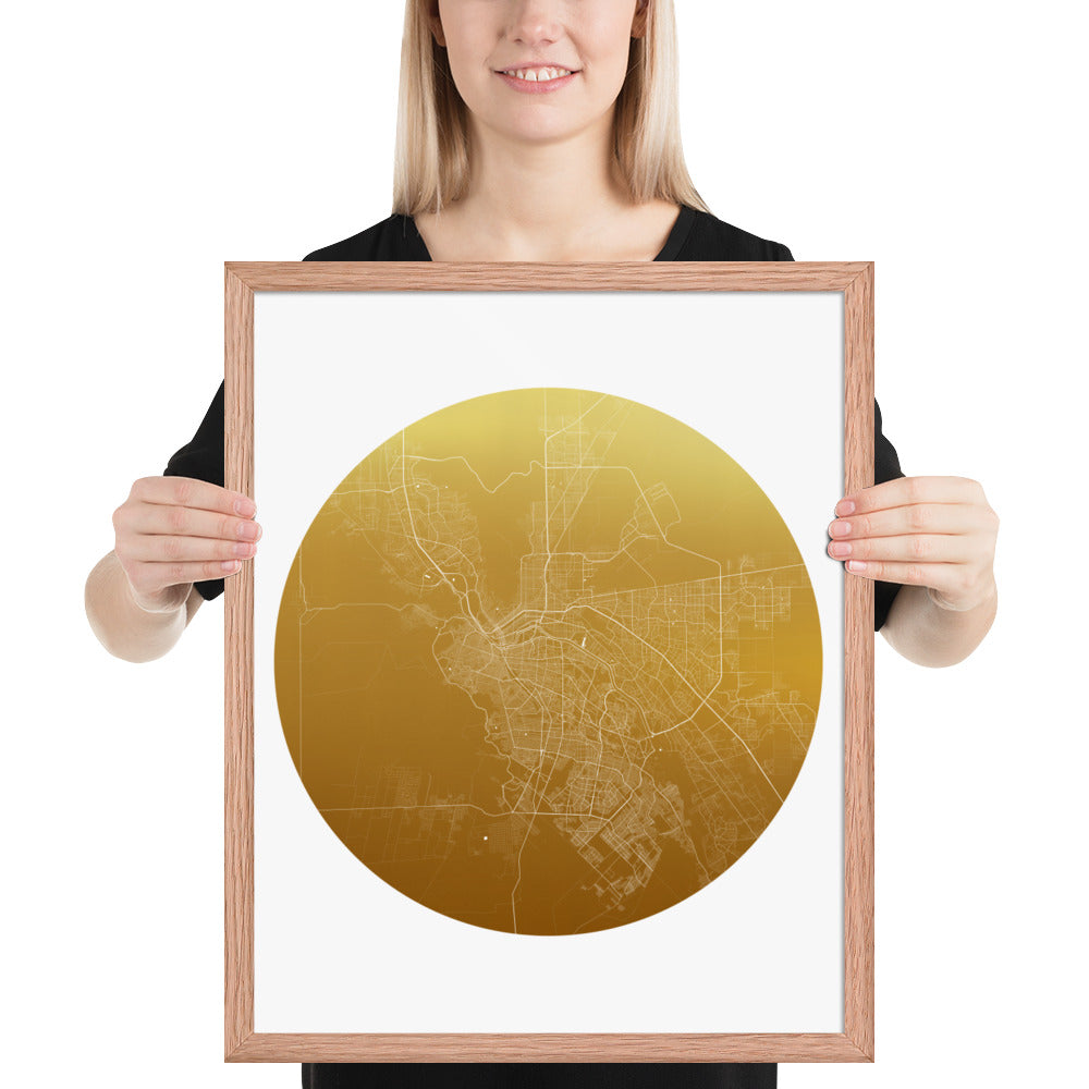 El Paso Gold on White Framed Map