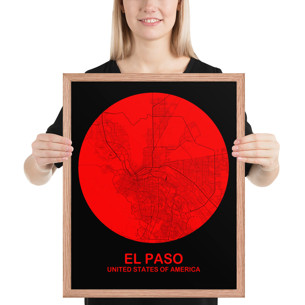 El Paso Circular Red Framed Map