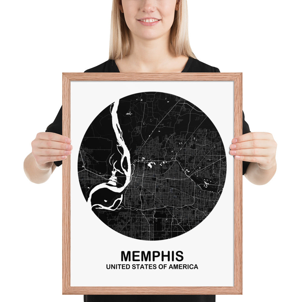 Memphis Circular Black Framed Map