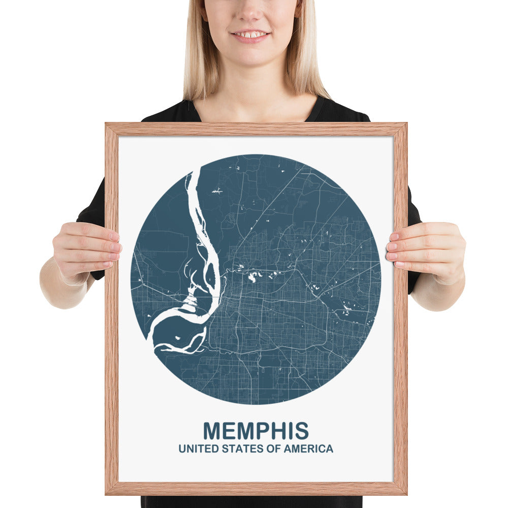 Memphis Circular Blue Framed Map