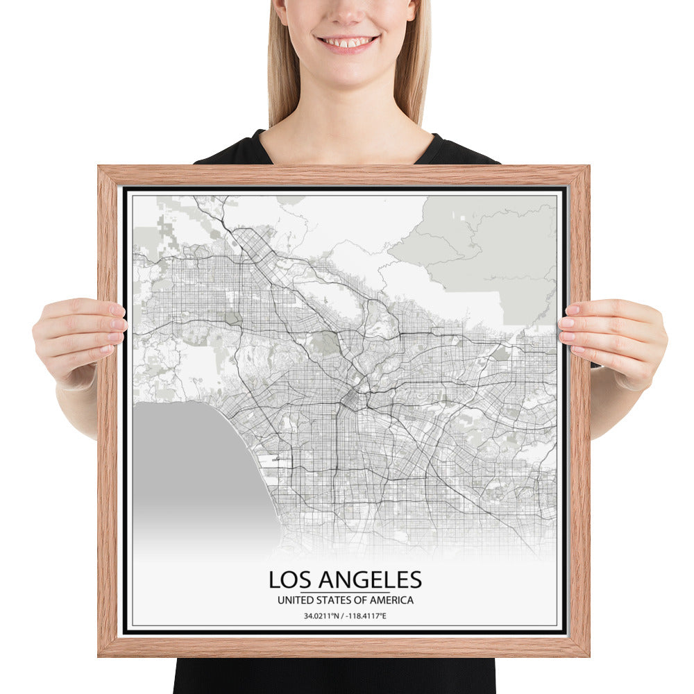 Los Angeles White Framed Map