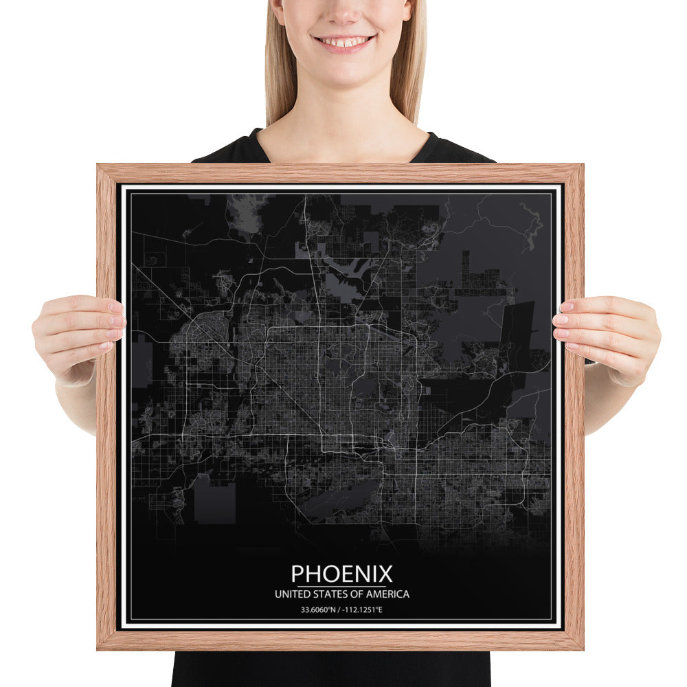 Phoenix Black Framed Map