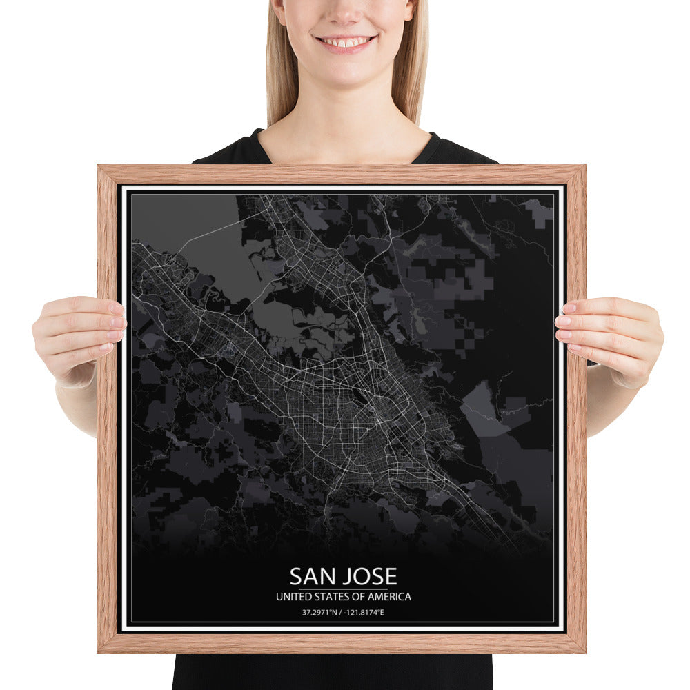 San Jose Black Framed Map