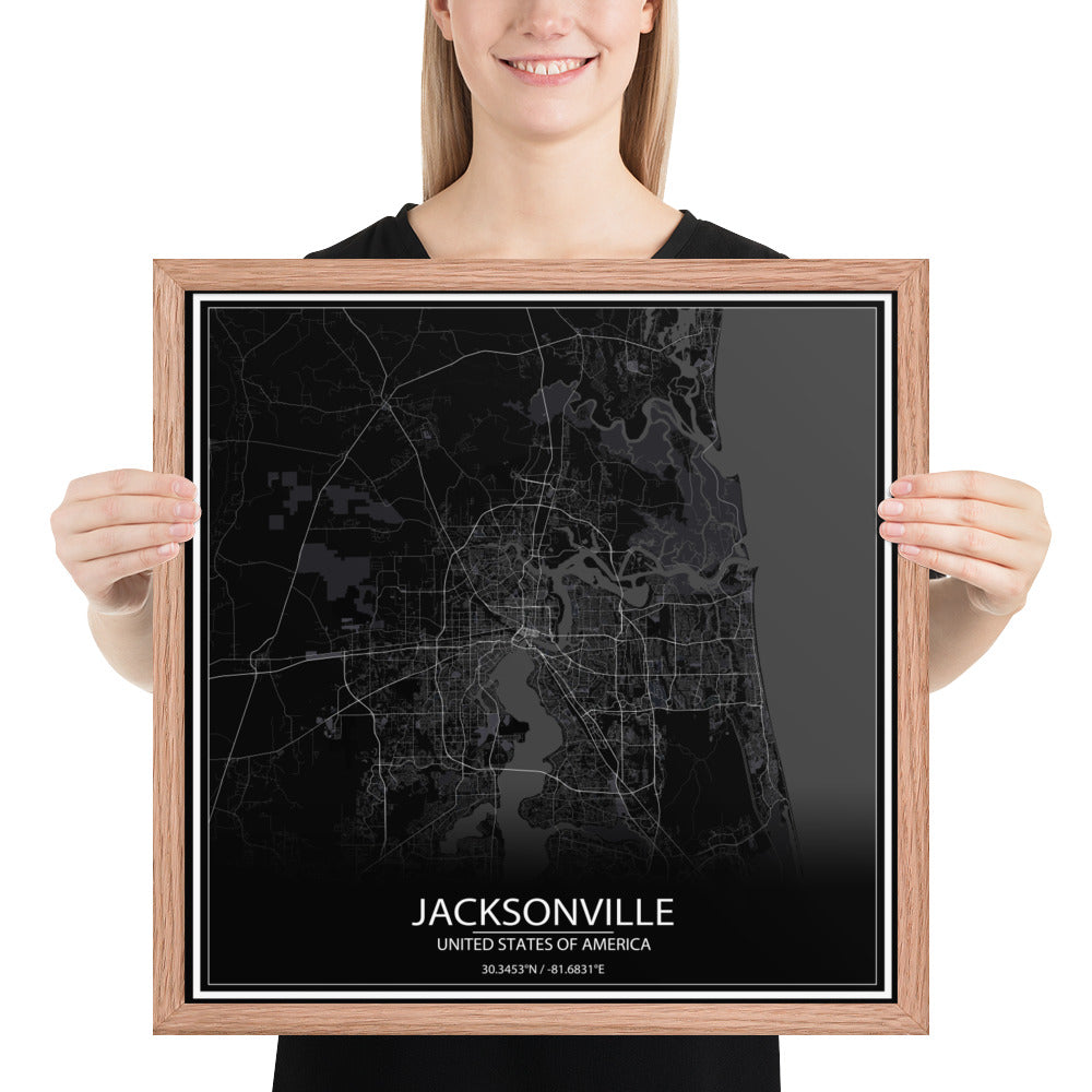 Jacksonville Black Framed Map