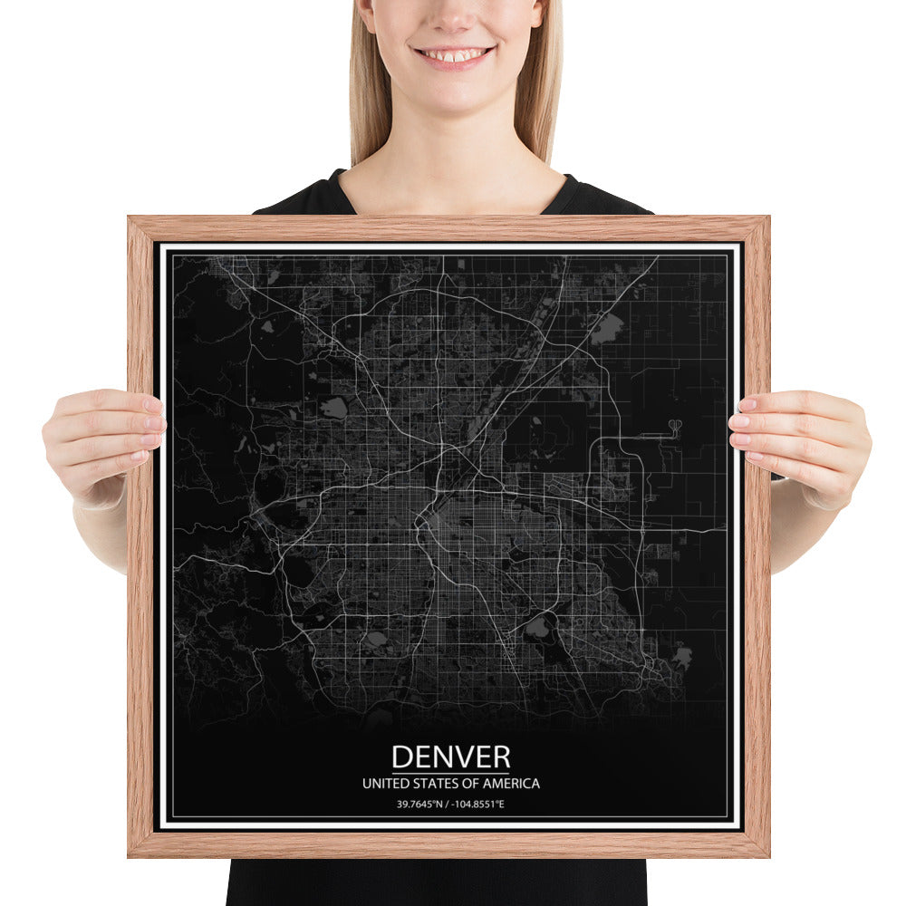 Denver Black Framed Map