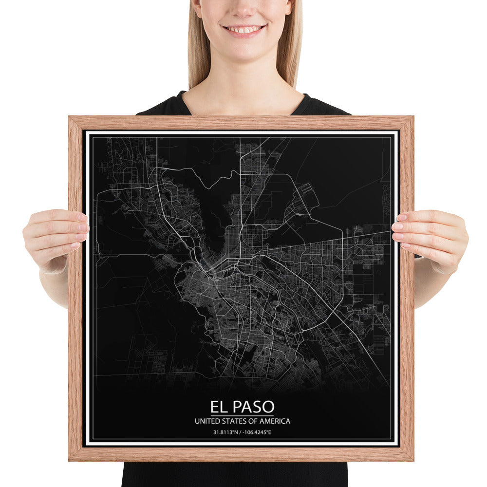 El Paso Black Framed Map