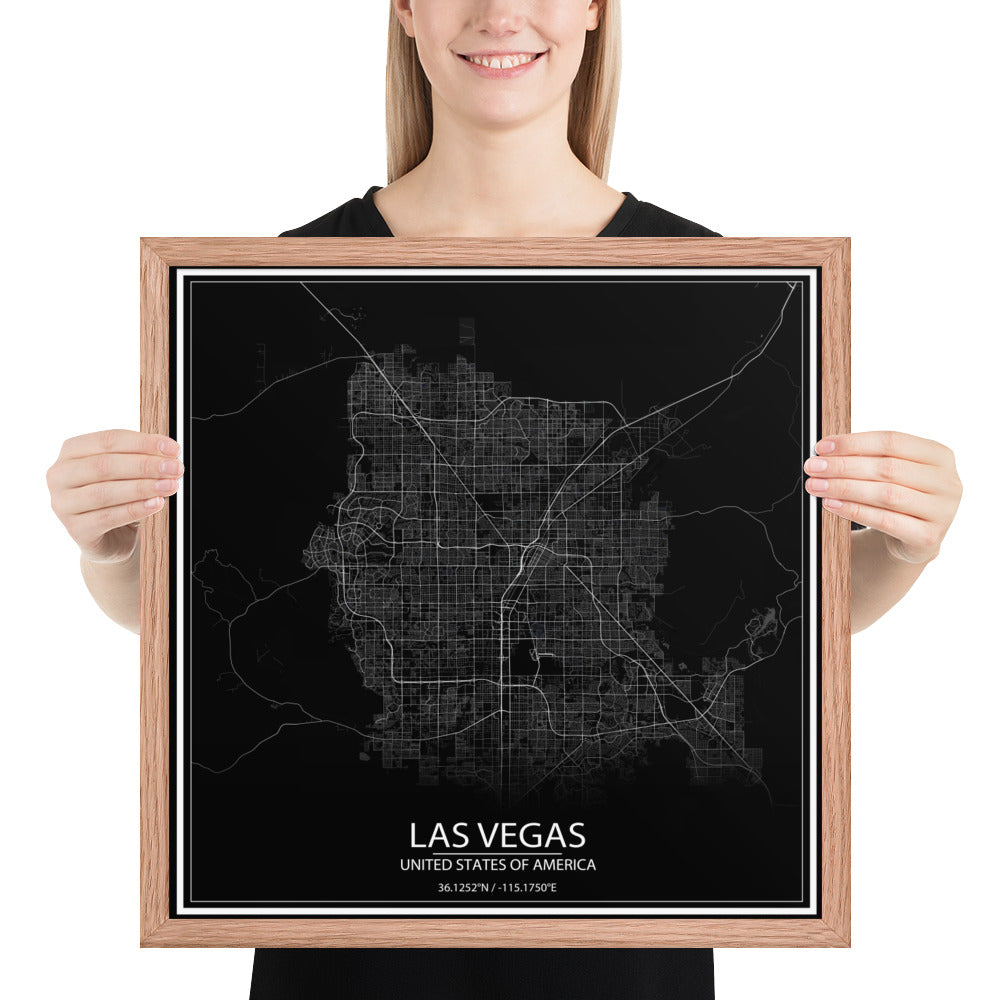 Las Vegas Black Framed Map