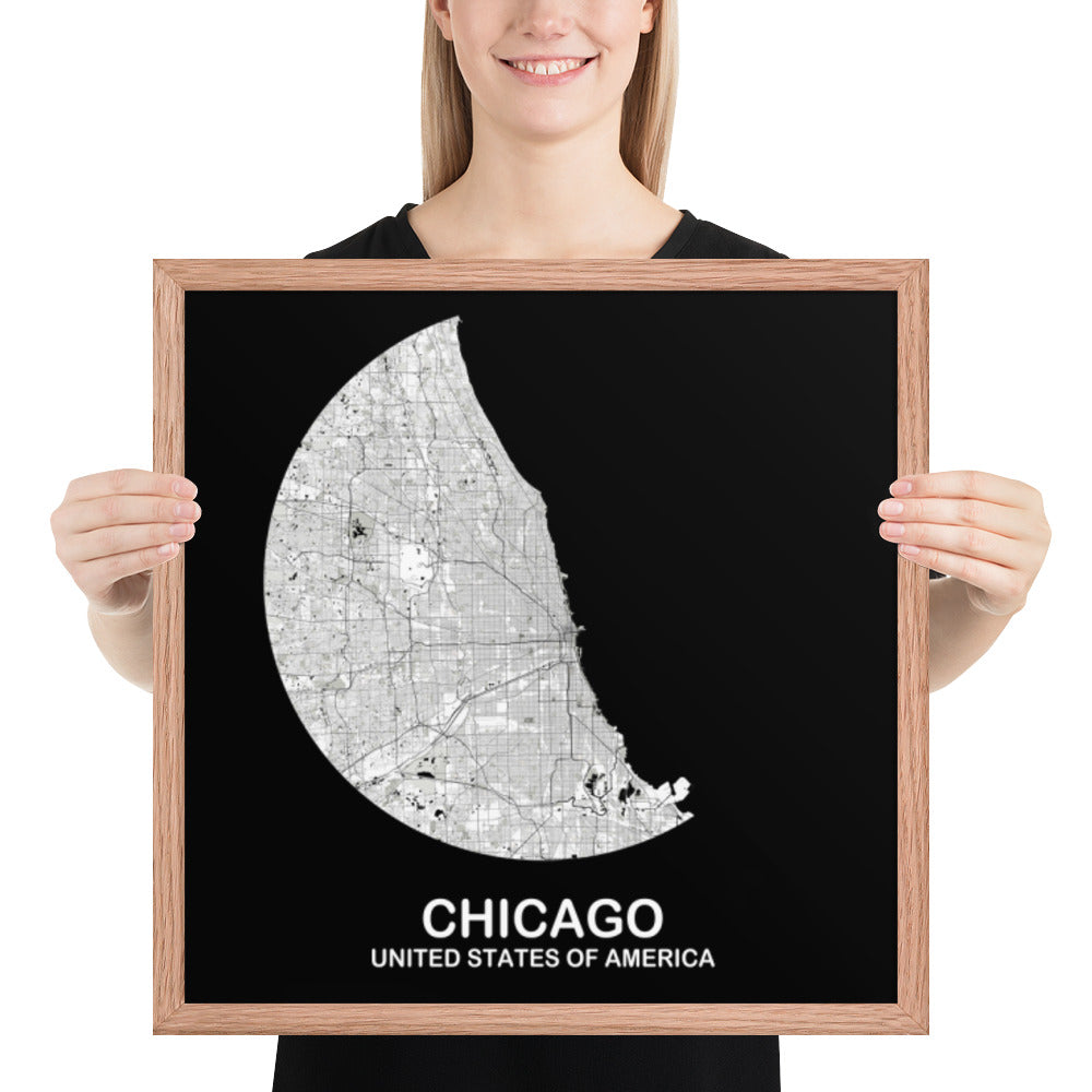 Chicago Circular White Framed Map