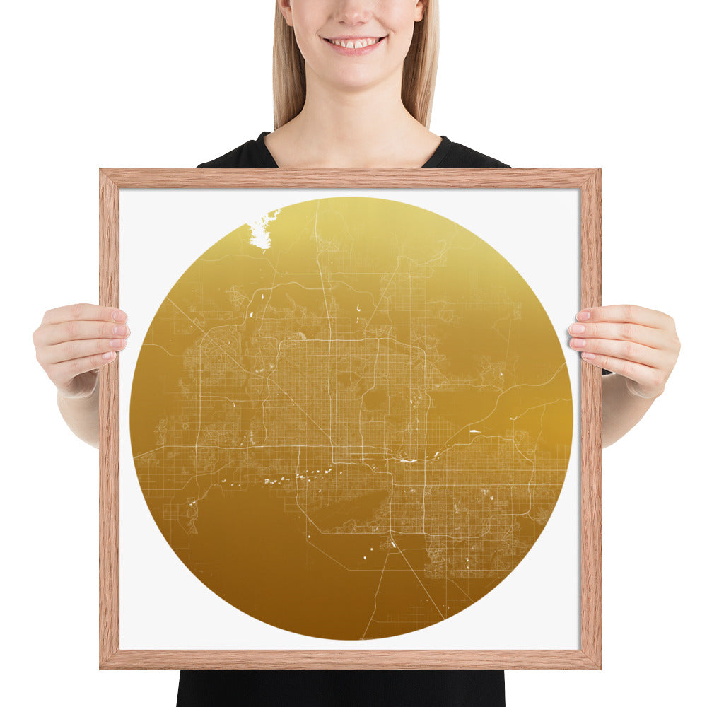 Phoenix Gold on White Framed Map