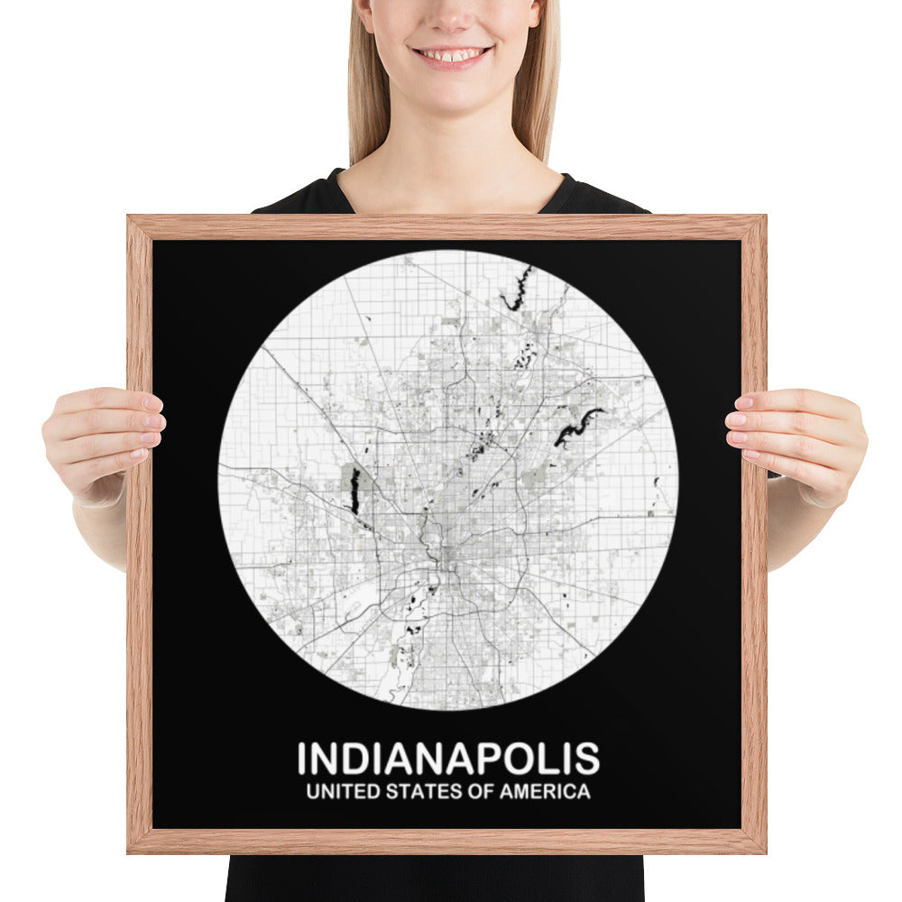 Indianapolis Circular White Framed Map