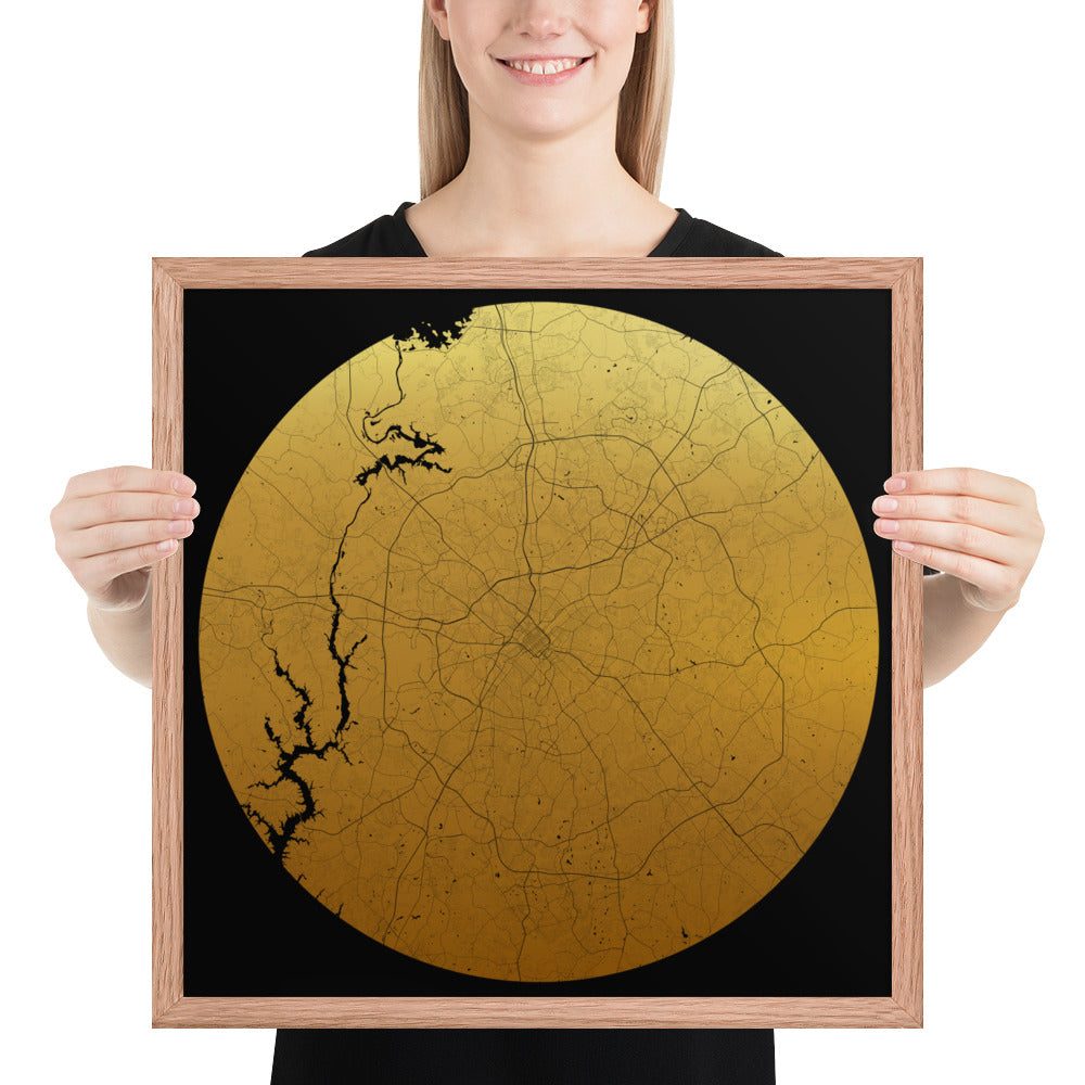 Charlotte Gold on Black Framed Map