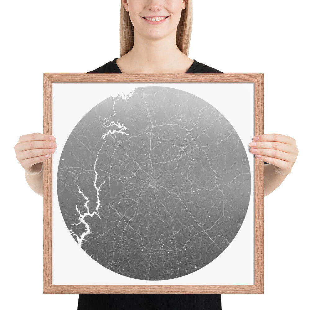 Charlotte Silver on White Framed Map