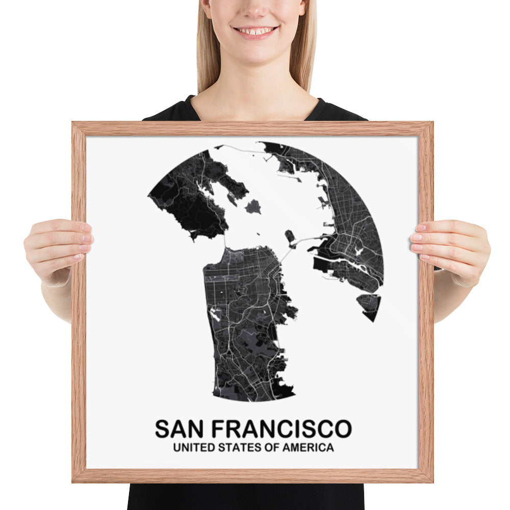 San Francisco Circular Black Framed Map