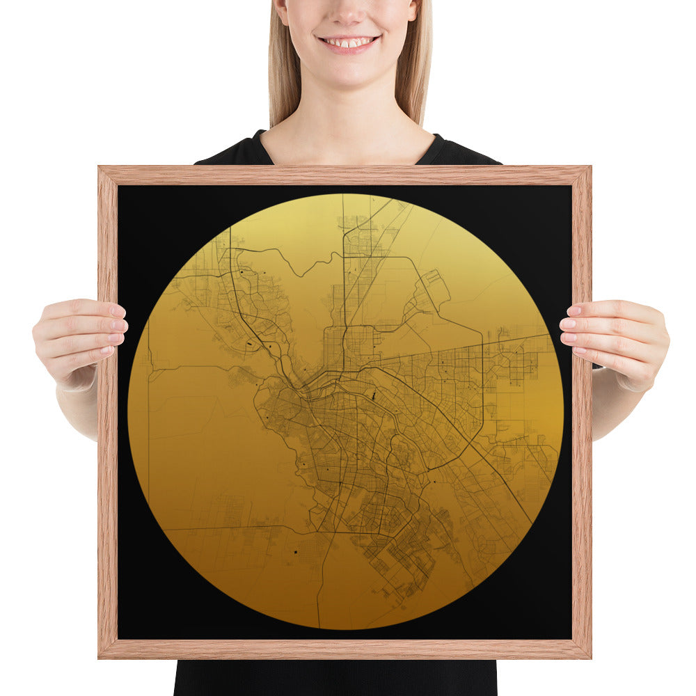 El Paso Gold on Black Framed Map