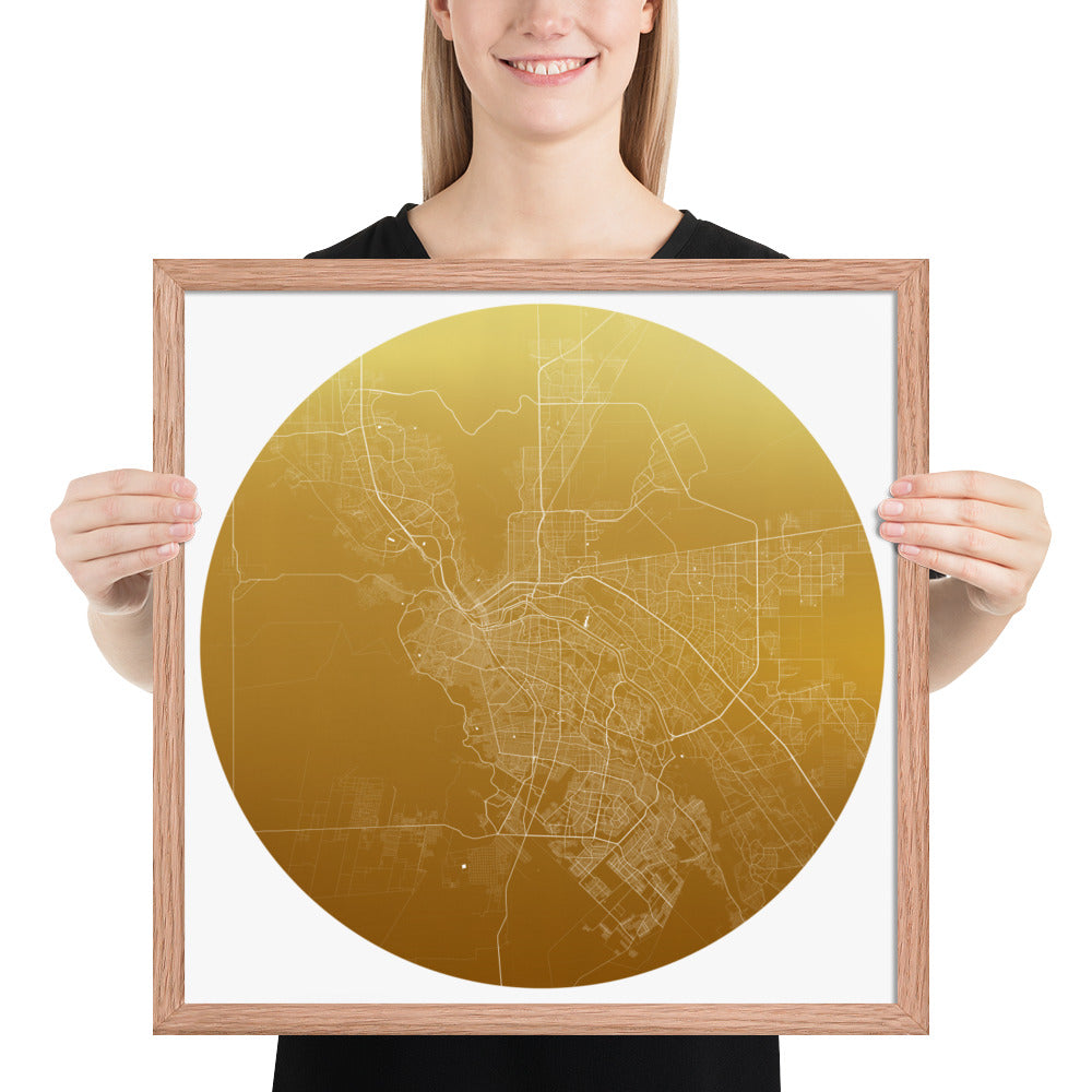 El Paso Gold on White Framed Map