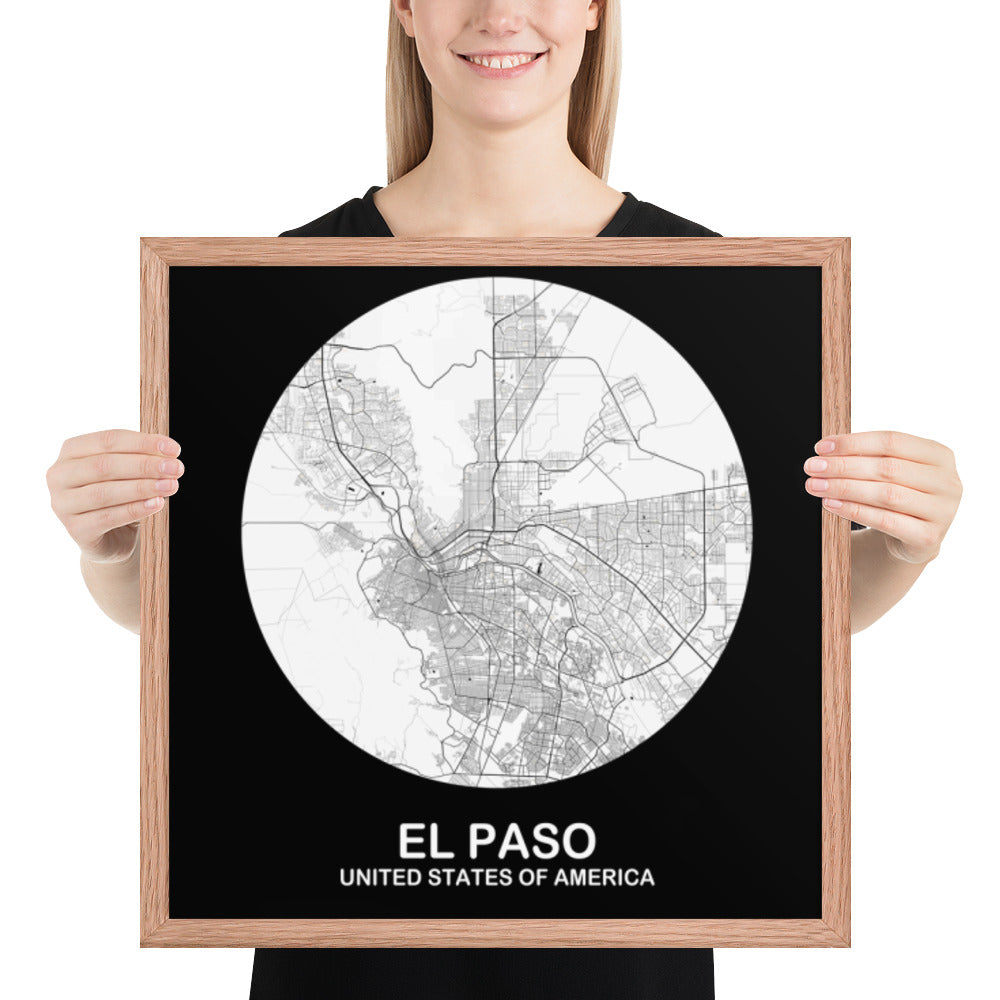 El Paso Circular White Framed Map