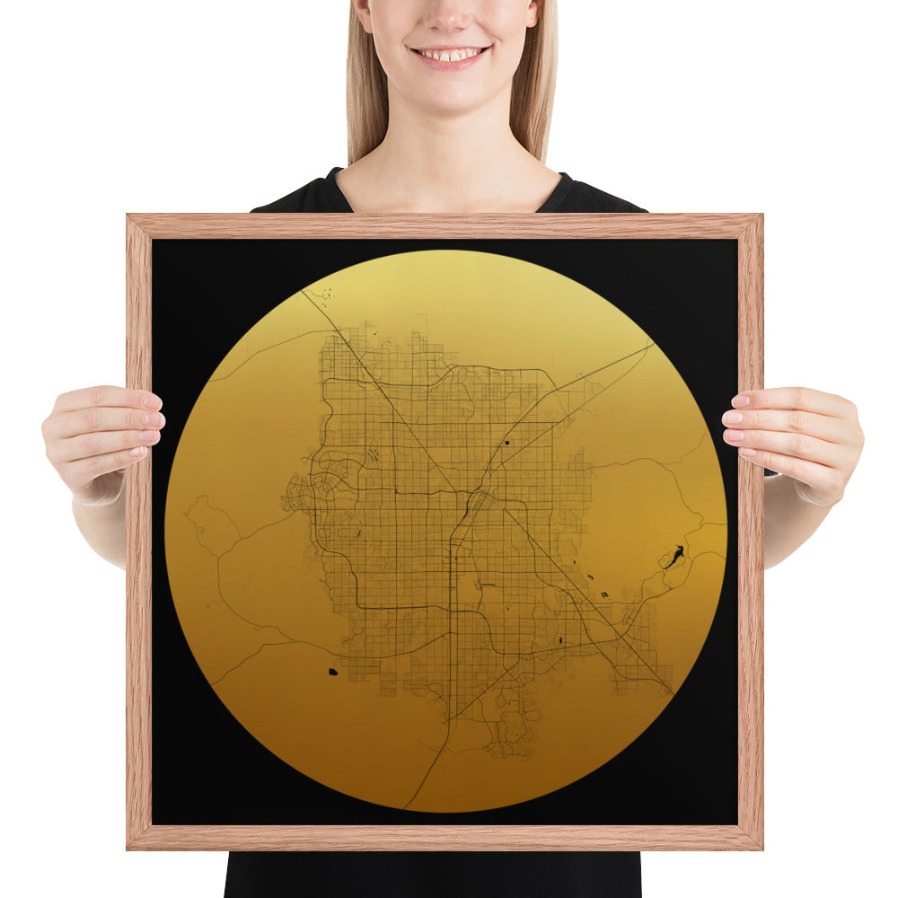 Las Vegas Gold on Black Framed Map