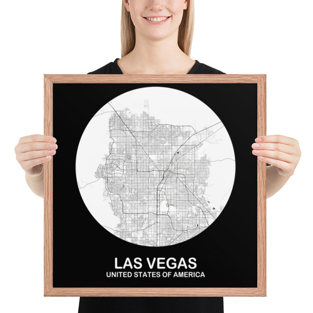 Las Vegas Circular White Framed Map